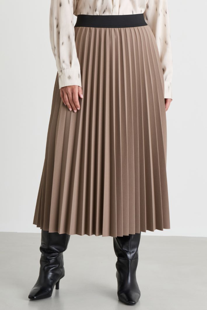 Long pleated jersey skirt - BEIGE - Intrend - 2