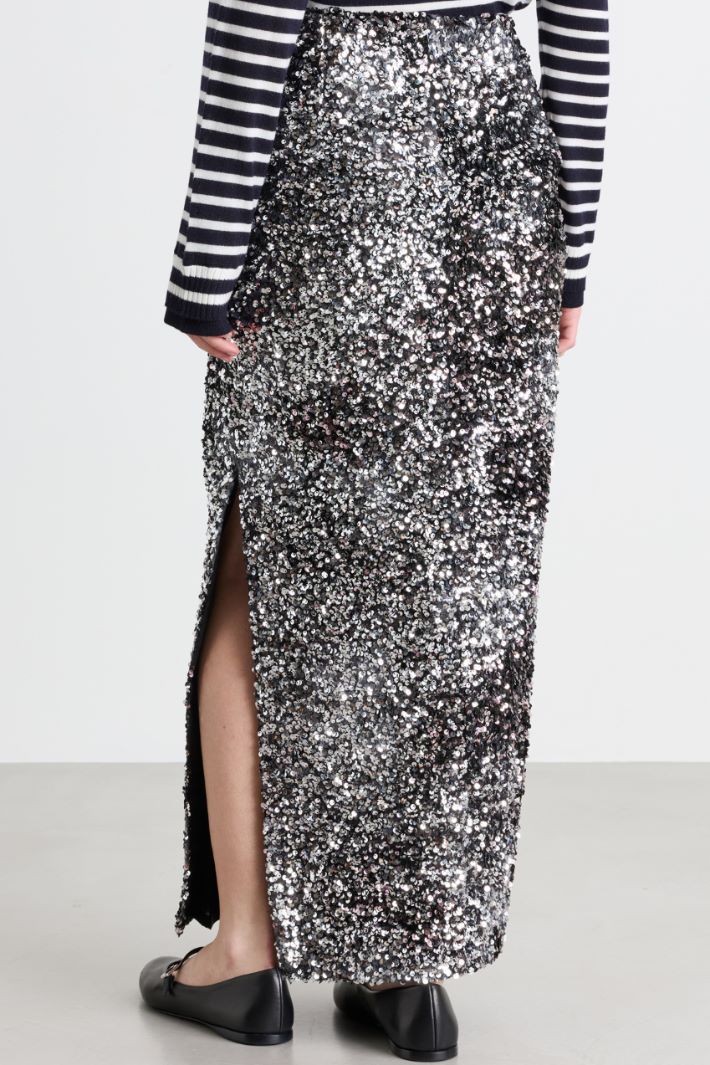 Sequinned velvet skirt - GREY - Intrend - 4