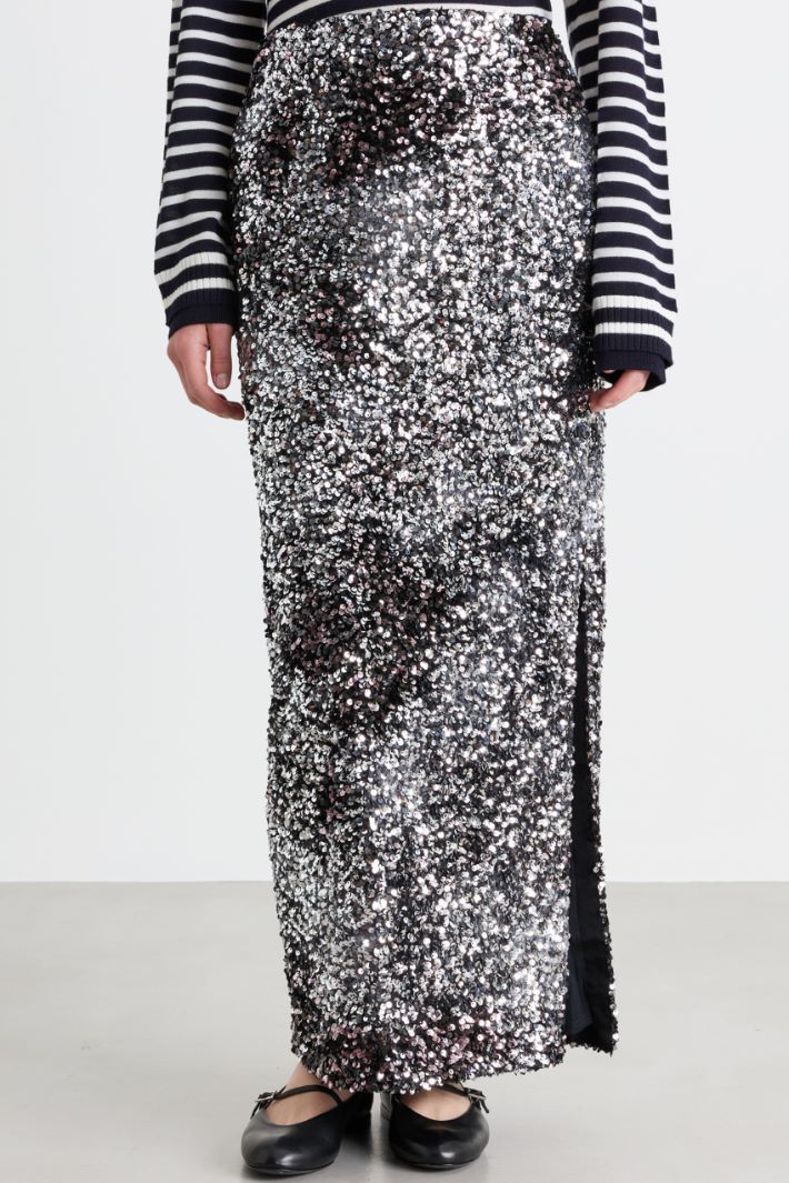 Sequinned velvet skirt - GREY - Intrend - 2