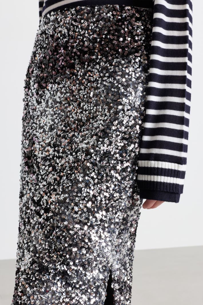Sequinned velvet skirt - GREY - Intrend - 3