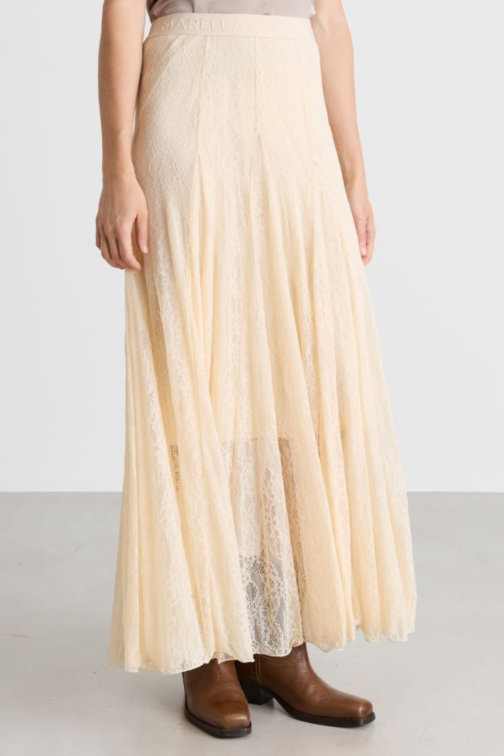 Lace jersey skirt - WHITE - Intrend - 4