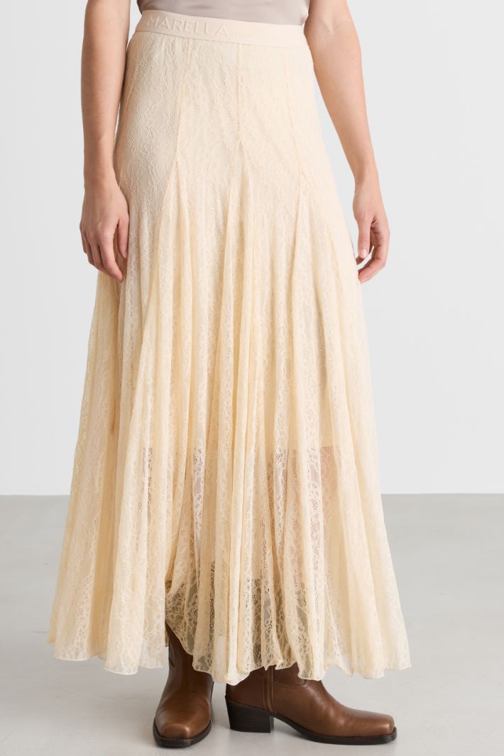 Lace jersey skirt - WHITE - Intrend - 2