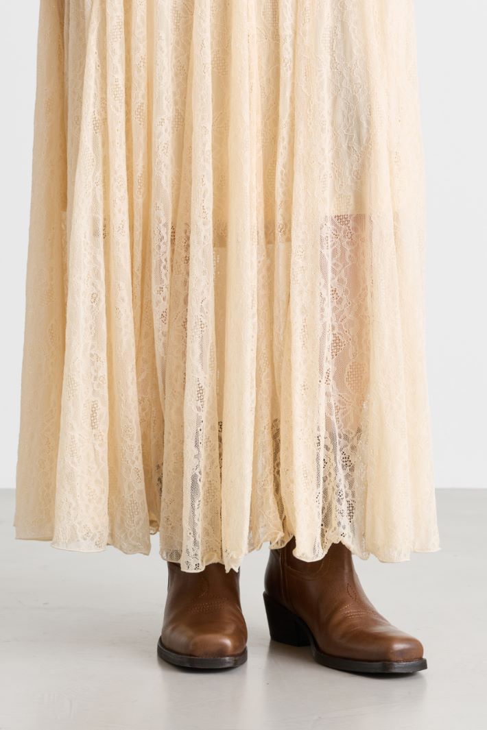 Lace jersey skirt - WHITE - Intrend - 3