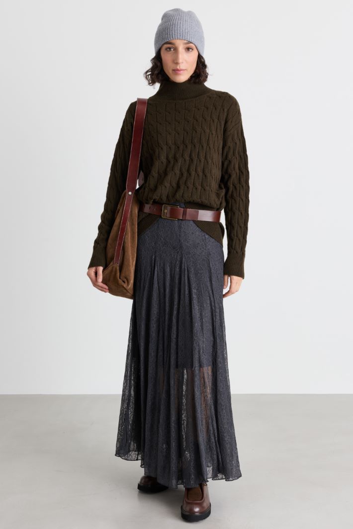 Lace jersey skirt - GREY - Intrend