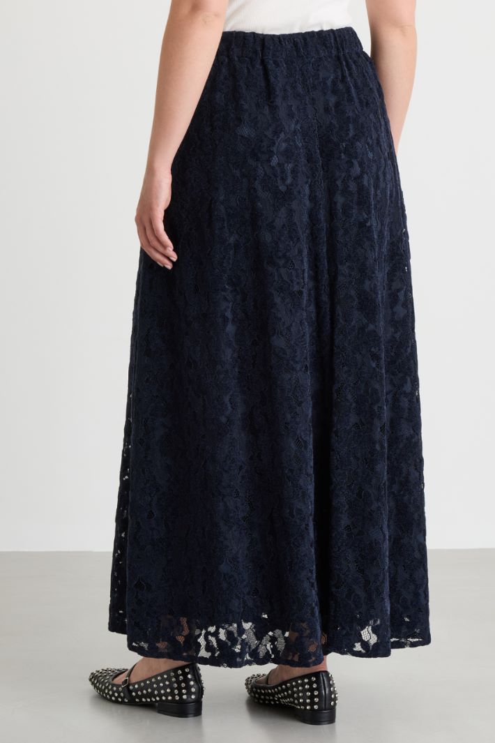 Velvet lace maxi skirt - BLACK - Intrend - 4
