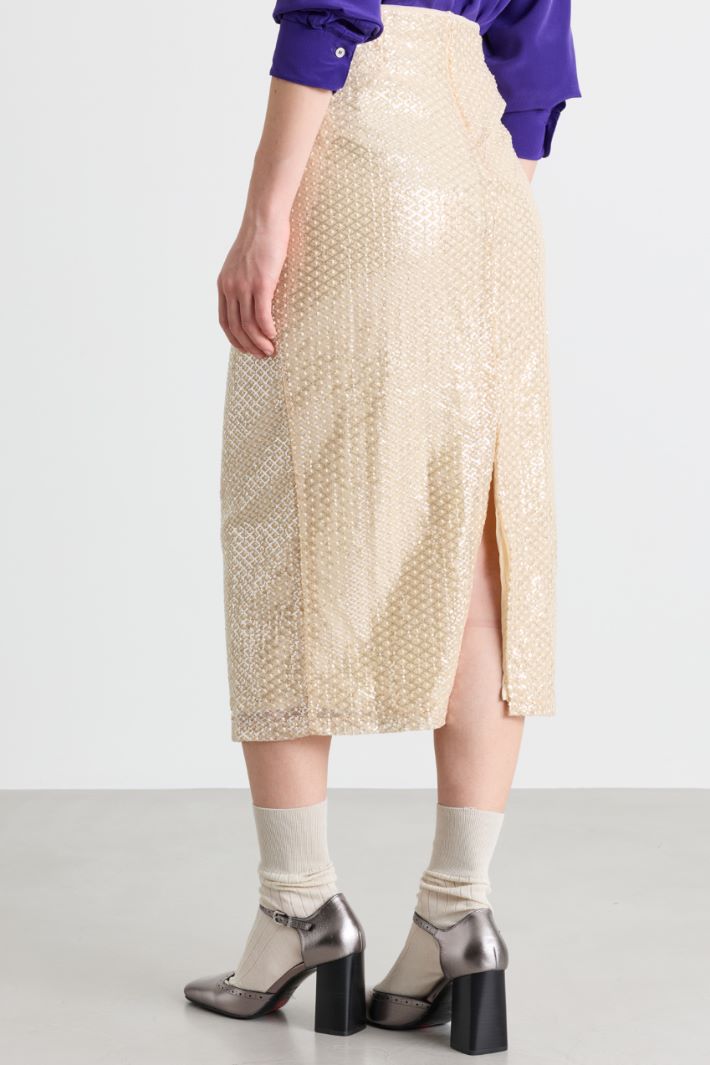 Sequin midi skirt - BEIGE - Intrend - 4