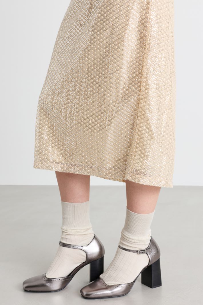 Sequin midi skirt - BEIGE - Intrend - 3