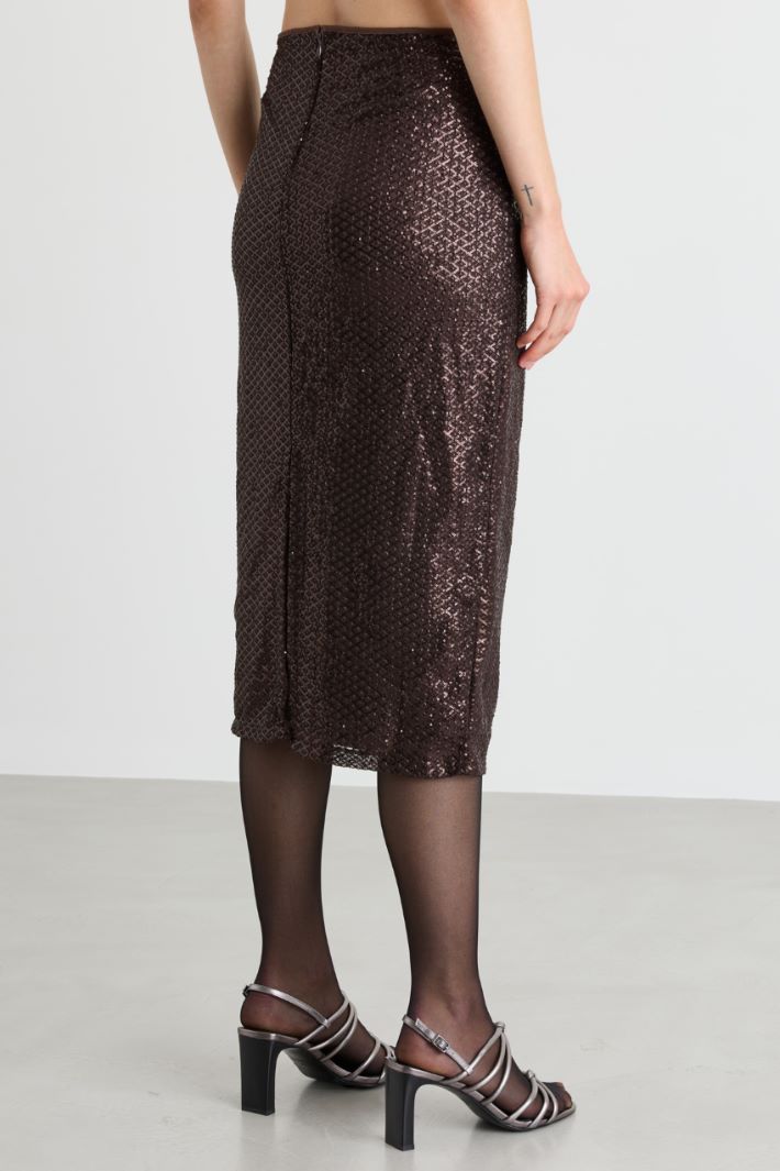 Sequin midi skirt - BROWN - Intrend - 4