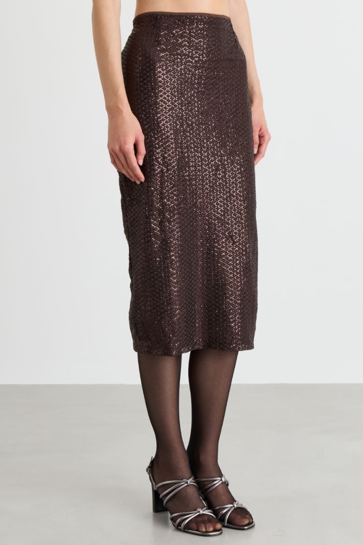 Sequin midi skirt - BROWN - Intrend - 2