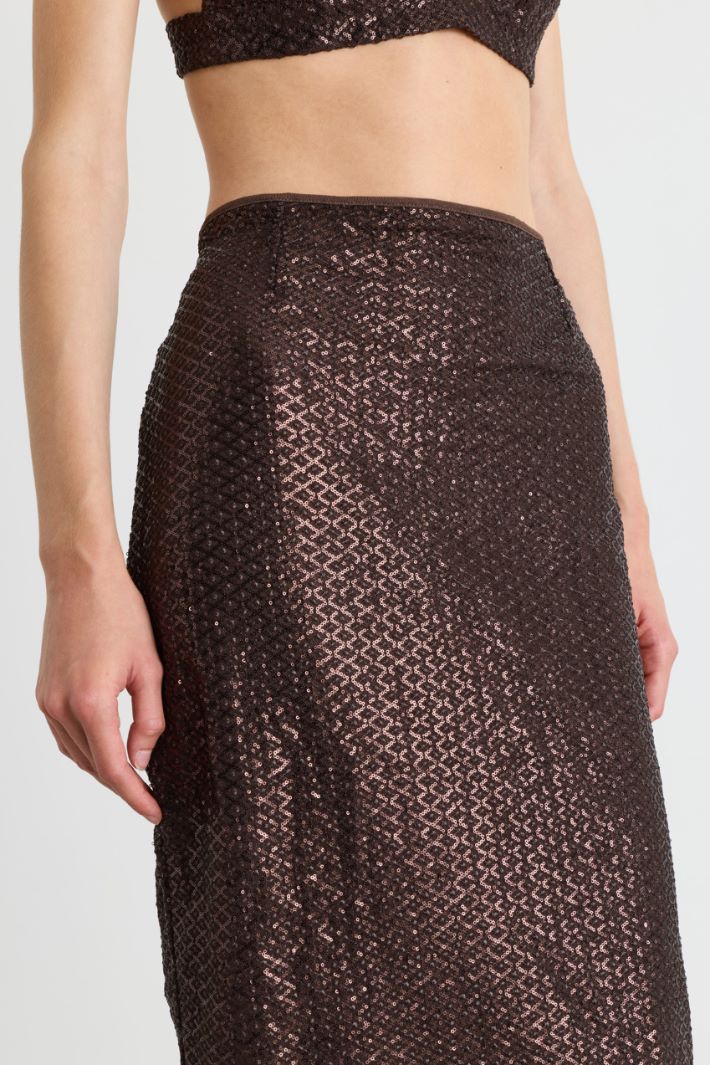 Sequin midi skirt - BROWN - Intrend - 3