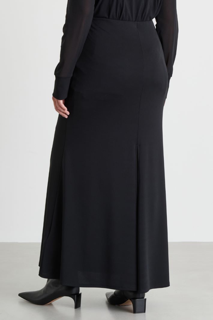 Gonna lunga in jersey di velluto - NERO - Intrend - 4