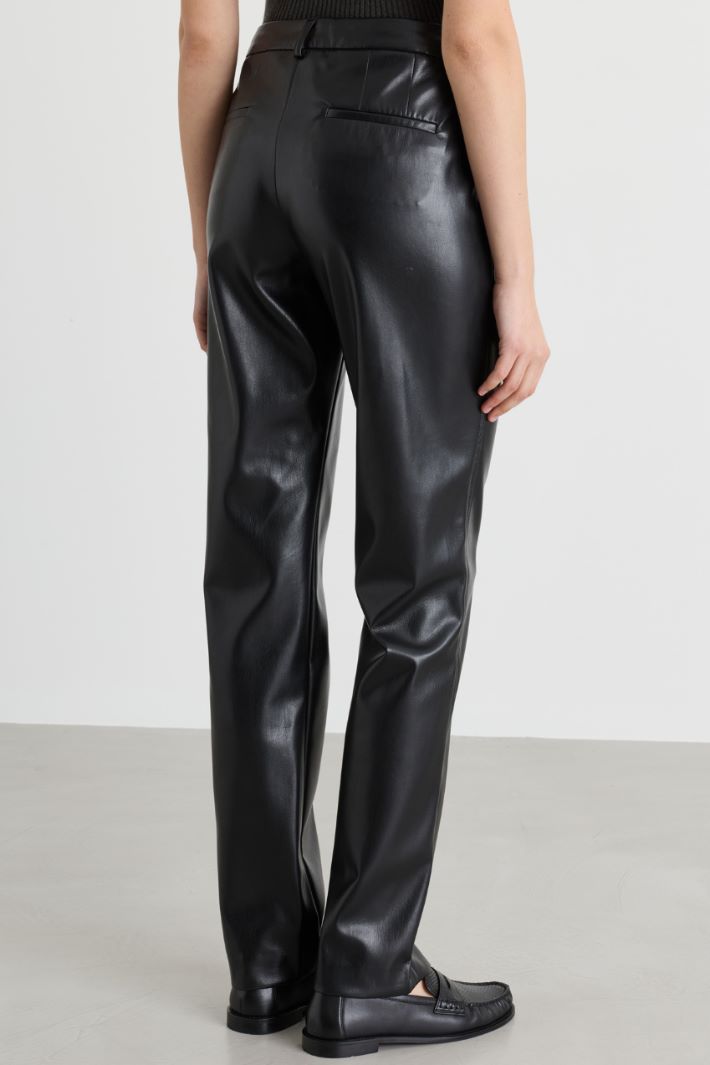 Coated Jersey Trousers - BLACK - Intrend - 4