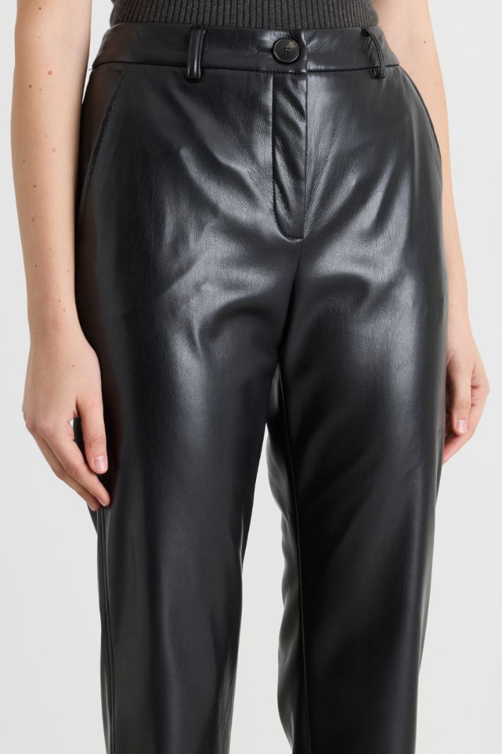 Coated Jersey Trousers - BLACK - Intrend - 3