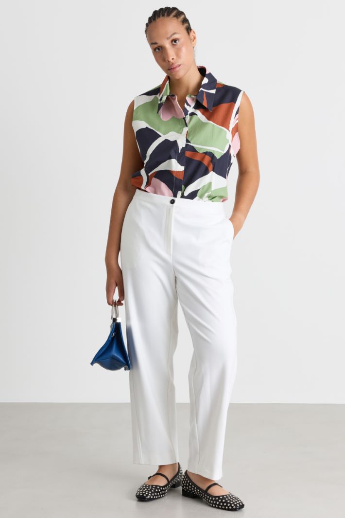 Jersey Trousers - WHITE - Intrend