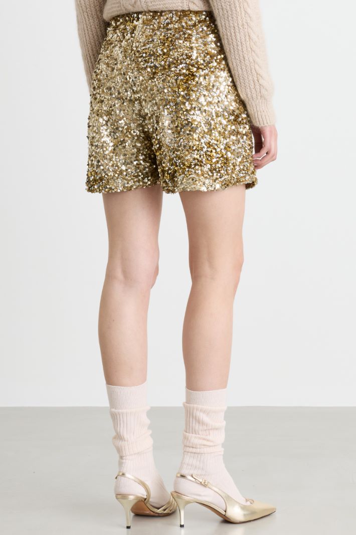 Sequin velvet shorts - GOLD - Intrend - 4