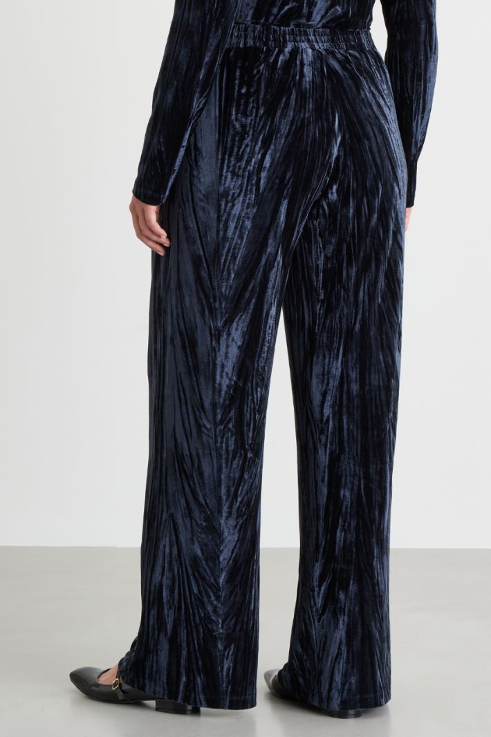 Velvet jersey trousers - BLUE - Intrend - 4