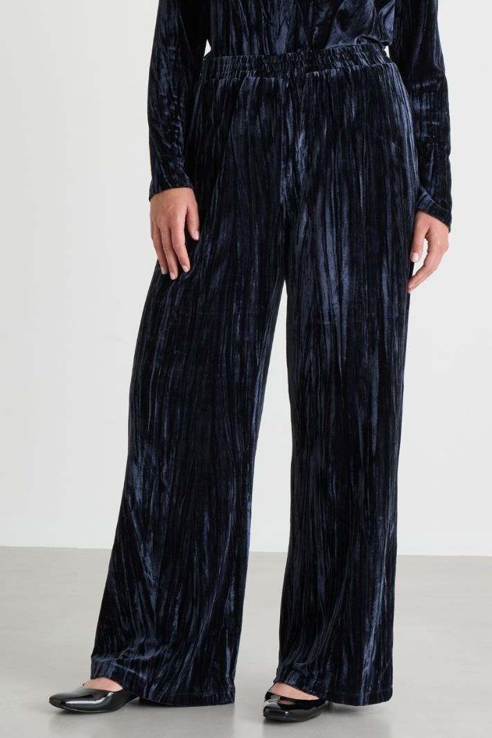 Velvet jersey trousers - BLUE - Intrend - 2