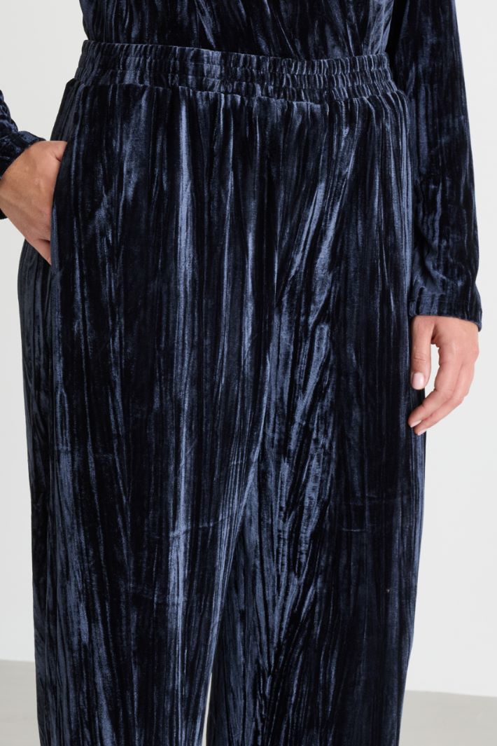 Velvet jersey trousers - BLUE - Intrend - 3