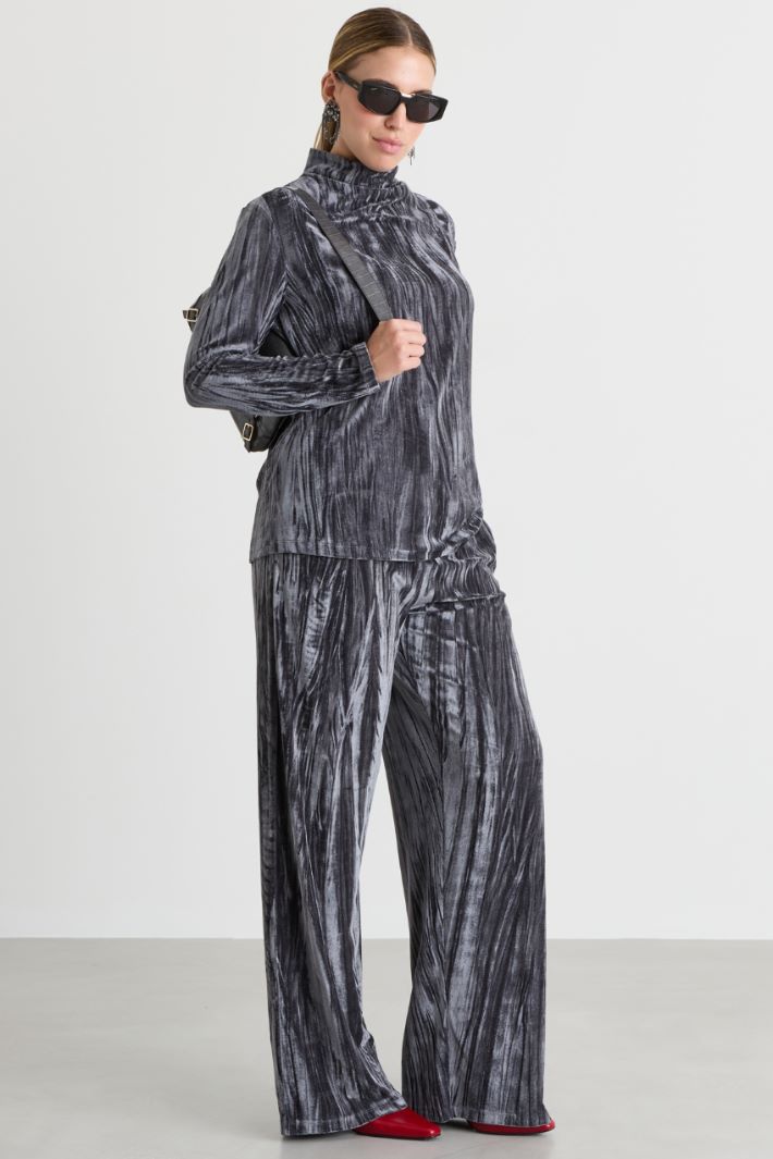 Velvet jersey trousers - GREY - Intrend