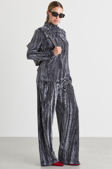 Weite Hose aus Samtjersey - Intrend