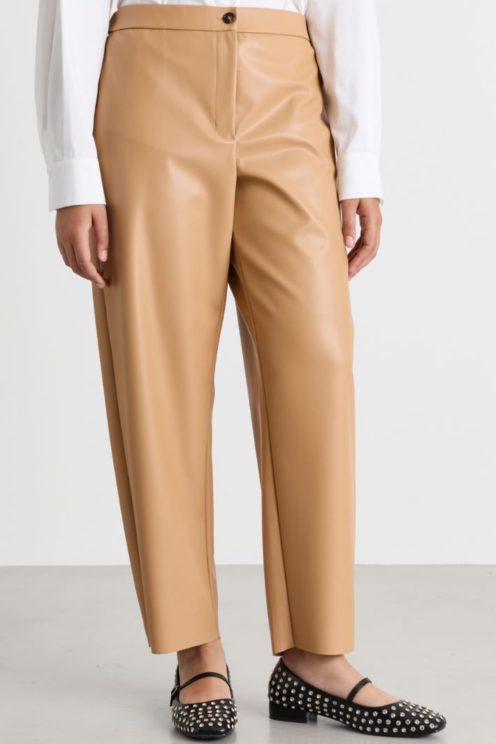 Coated jersey carrot-fit trousers - CAMEL - Intrend - 2