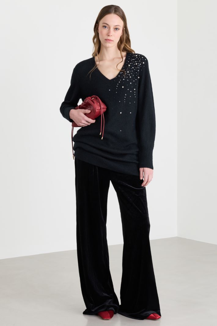 Velvet trousers - BLACK - Intrend