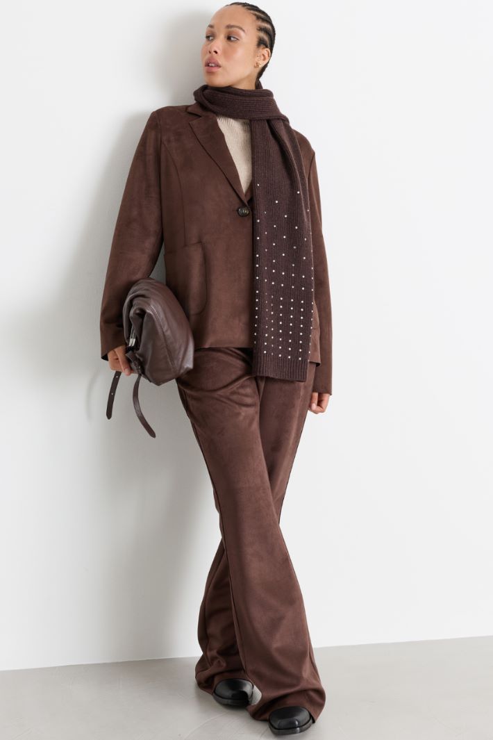 Flared jersey trousers - BROWN - Intrend