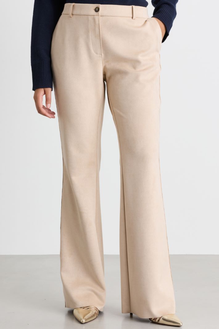 Flared jersey trousers - BEIGE - Intrend - 2