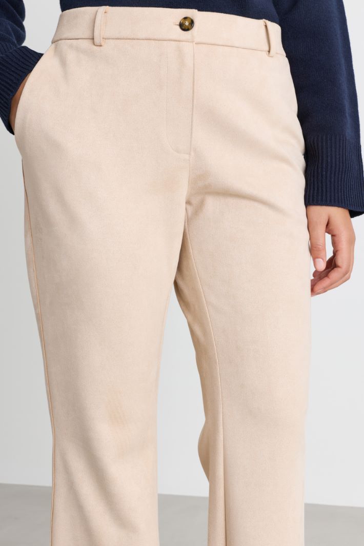 Flared jersey trousers - BEIGE - Intrend - 3