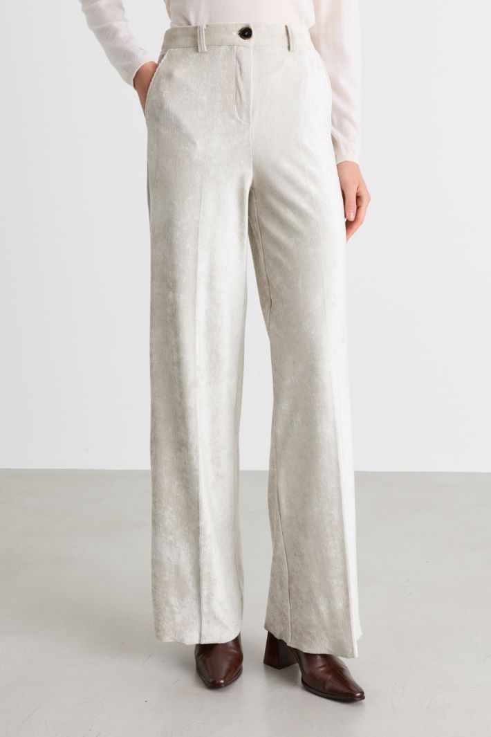 Pantalone dritto in velluto a coste - BIANCO - Intrend - 2