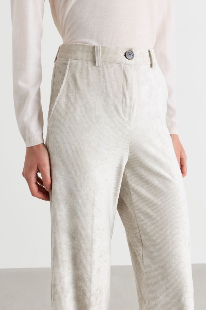 Pantalone dritto in velluto a coste - BIANCO - Intrend - 3