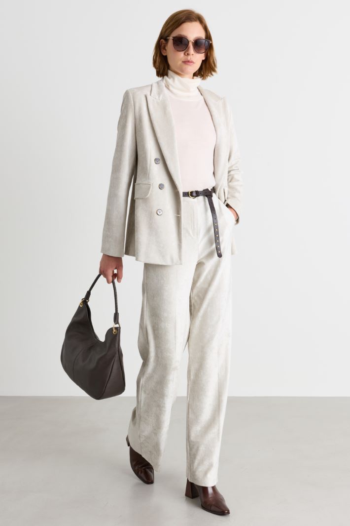 Pantalone dritto in velluto a coste - BIANCO - Intrend