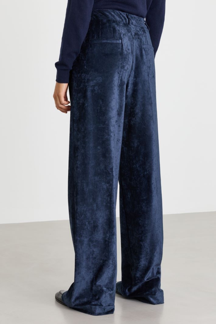 Straight-Fit Corduroy Trousers - BLUE - Intrend - 4