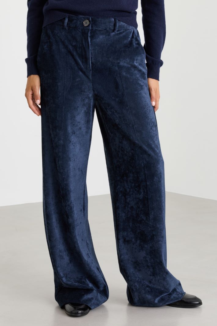 Straight-Fit Corduroy Trousers - BLUE - Intrend - 2