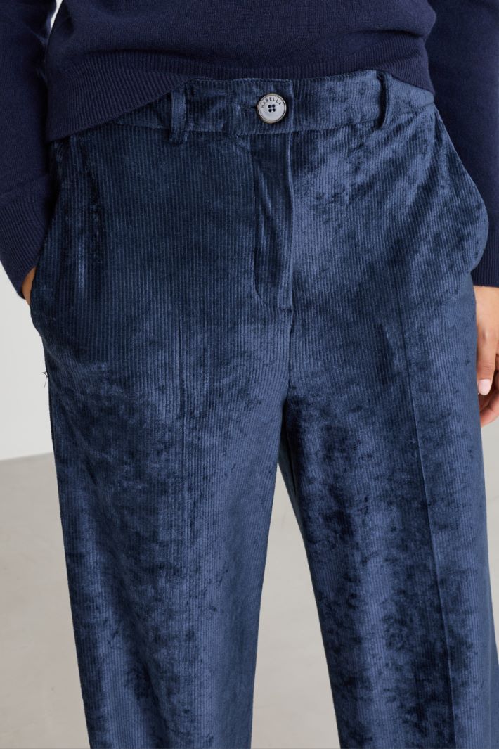 Straight-Fit Corduroy Trousers - BLUE - Intrend - 3