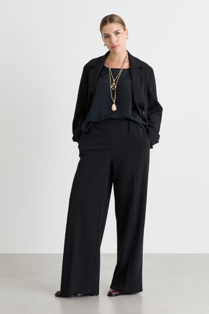 Jersey palazzo trousers - BLACK - Intrend