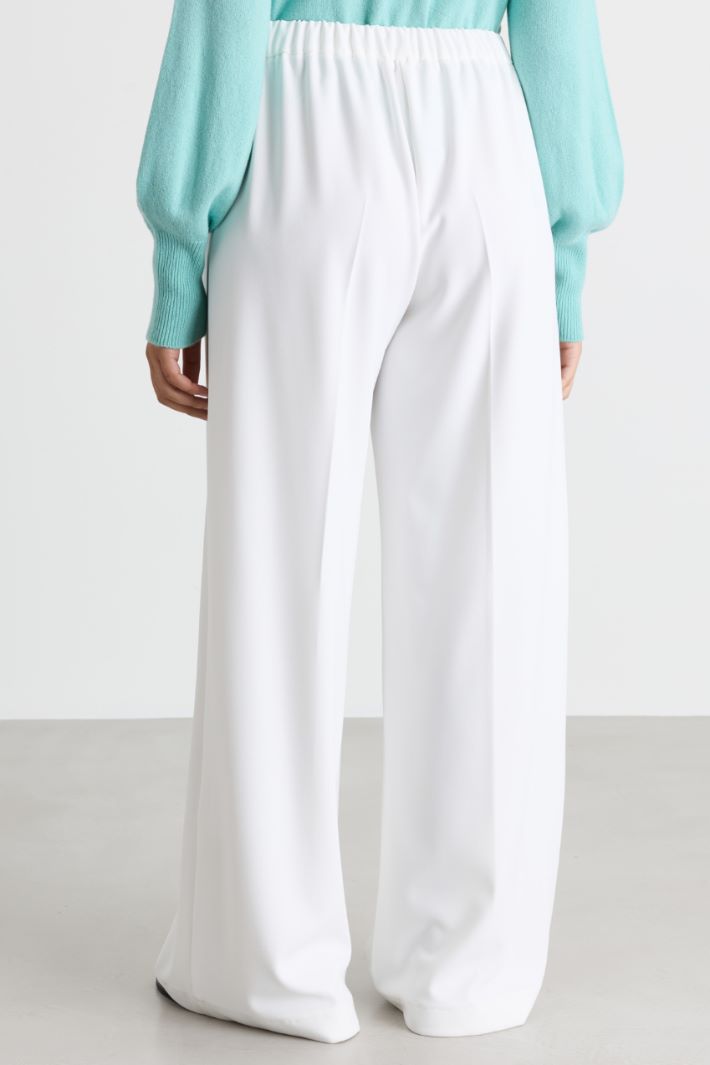 Pantalone a palazzo in jersey - BIANCO - Intrend - 4