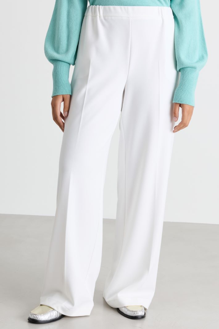 Pantalone a palazzo in jersey - BIANCO - Intrend - 2