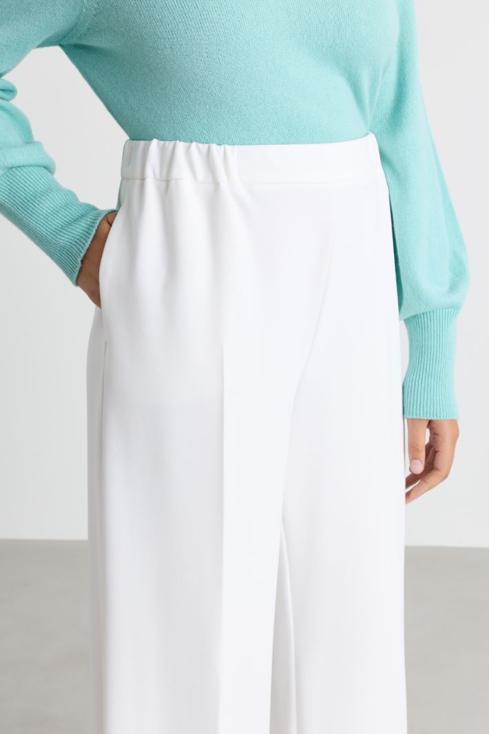 Pantalone a palazzo in jersey - BIANCO - Intrend - 3