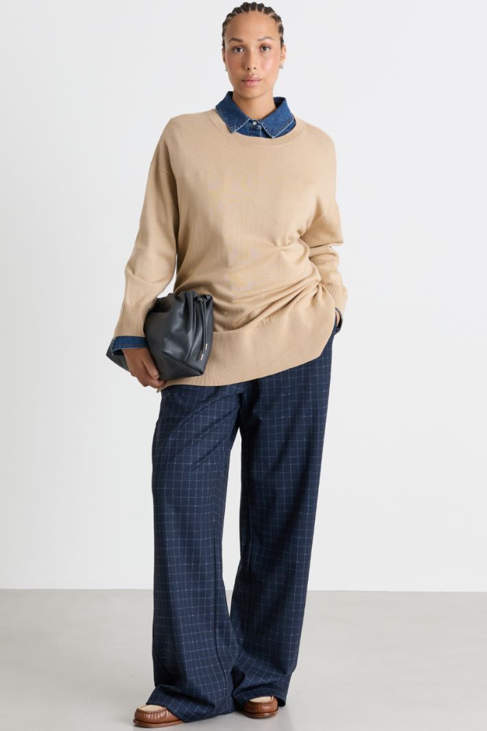 Pantalon ample en jersey - BLEU - Intrend