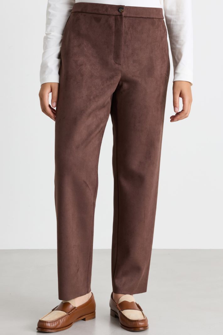 Velvety jersey cigarette trousers - BROWN - Intrend - 2