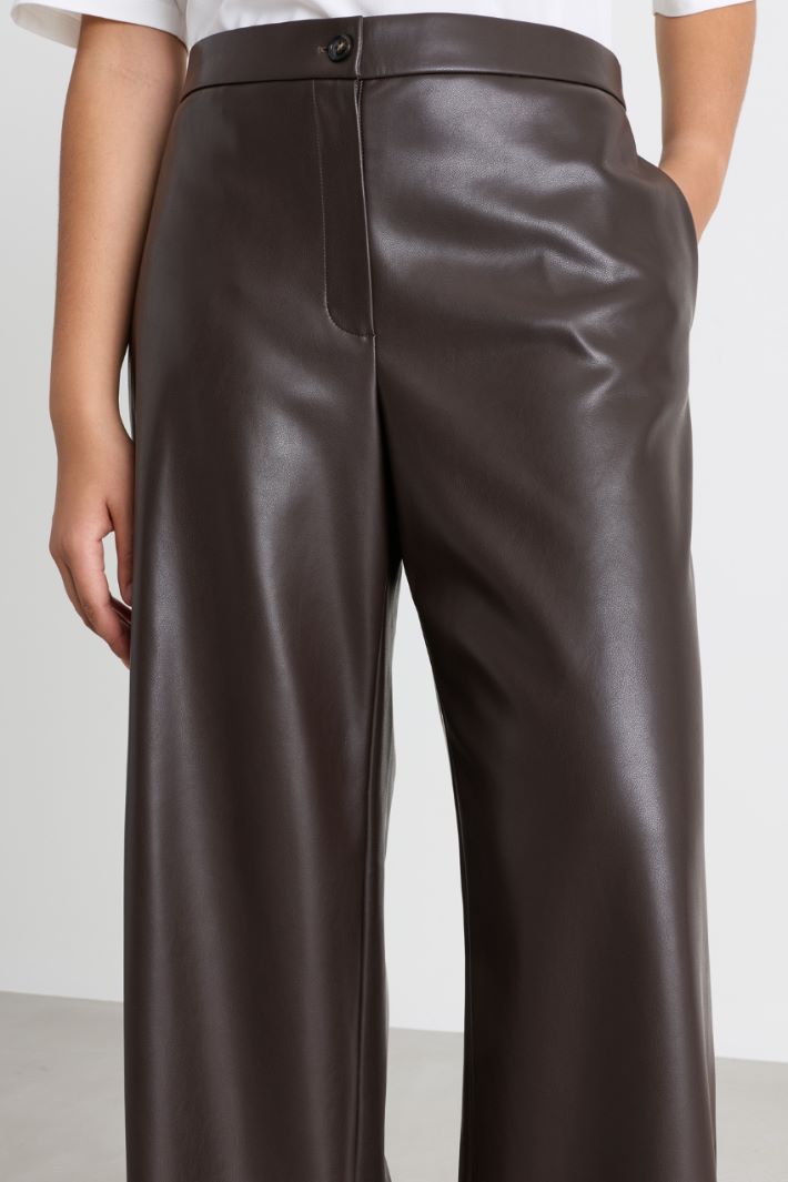 Coated stretch-jersey trousers - BROWN - Intrend - 3