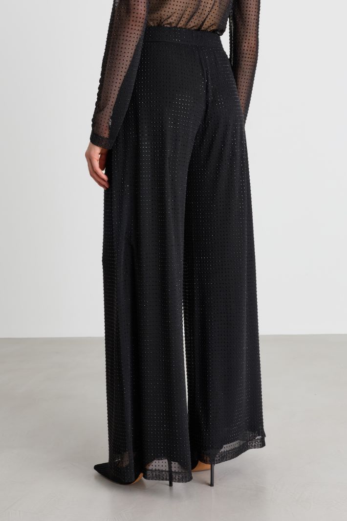 Rhinestone-embellished jersey trousers - BLACK - Intrend - 4