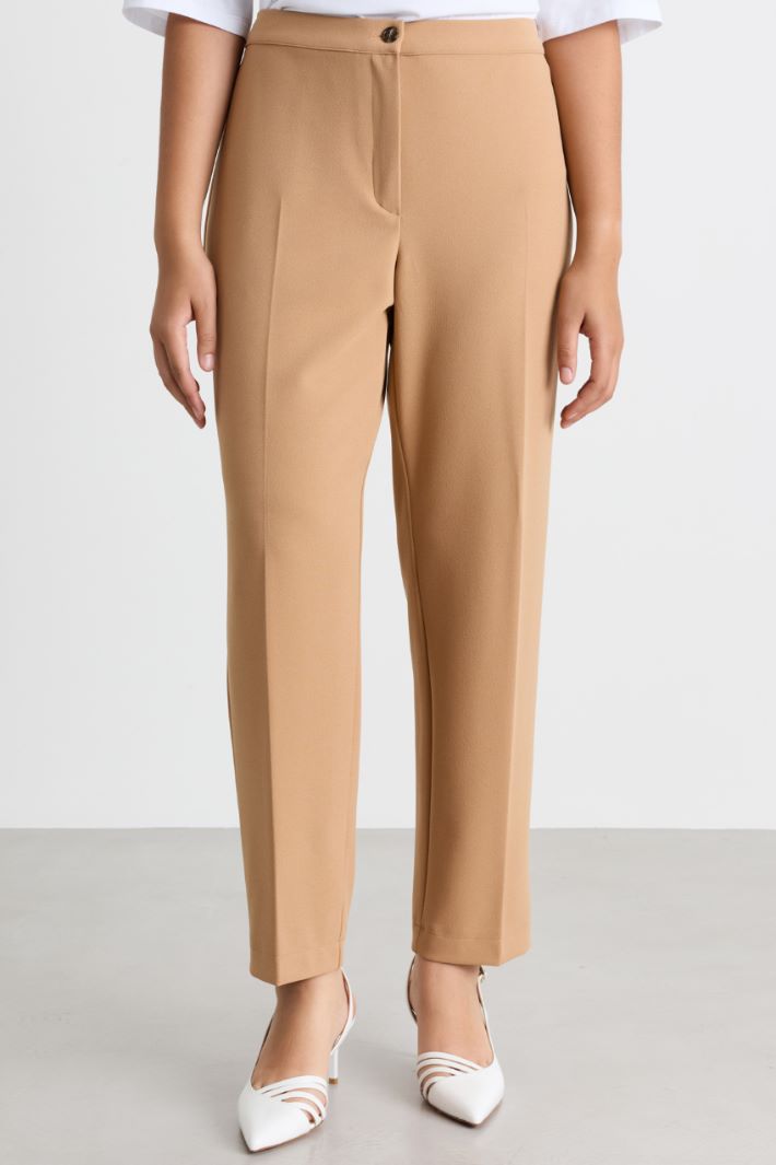 Compact jersey trousers - CAMEL - Intrend - 2