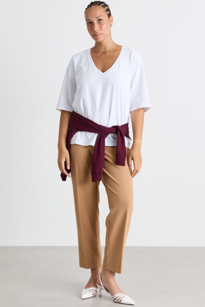 Compact jersey trousers - CAMEL - Intrend