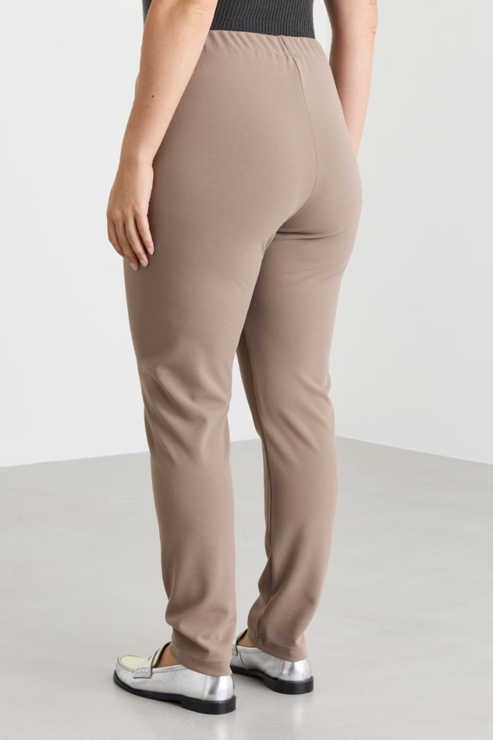 Crepe jersey trousers - BEIGE - Intrend - 4
