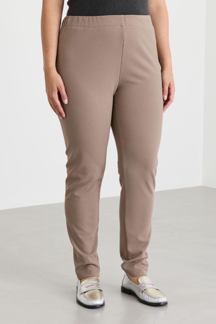 Crepe jersey trousers - BEIGE - Intrend - 2