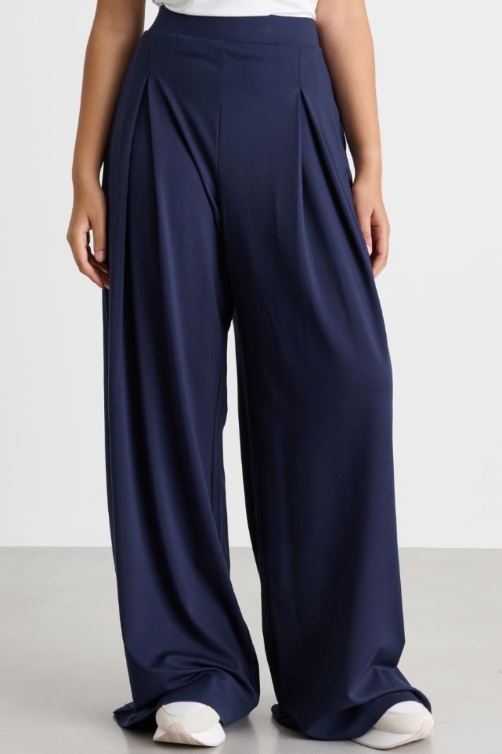Pantalone ampio con contropiega centrale - BLU - Intrend - 2