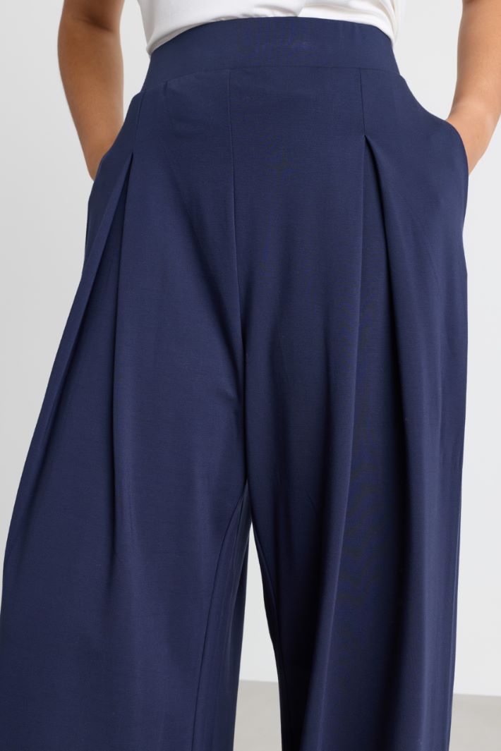 Pantalone ampio con contropiega centrale - BLU - Intrend - 3