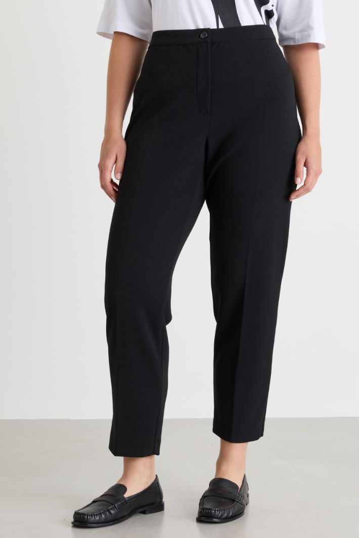Crepe jersey trousers - BLACK - Intrend - 2